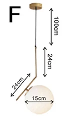 Скандинавские стеклянные шаровые подвесные светильники винтажный обруч золотой современный светодиодный подвесной светильник для гостиной домашний Лофт промышленный Декор Светильник - Цвет корпуса: F  Ball Dia 15cm