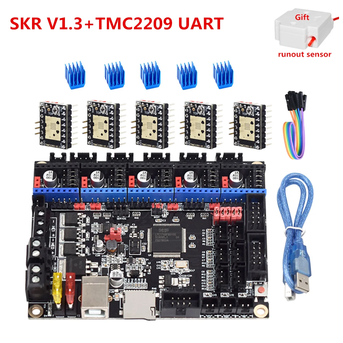 Skr v1.3 placa de controle 32 bit cpu 3d impressora atualização placa-mãe skr 1.3 para ender 3 cr10 uart tmc2209 tmc2208 tmc2130 spi