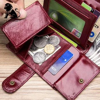 

LAOSHIZI LUOSEN Genuine Leather Wallet RFID Card Holder Multifuctional Coin Purse