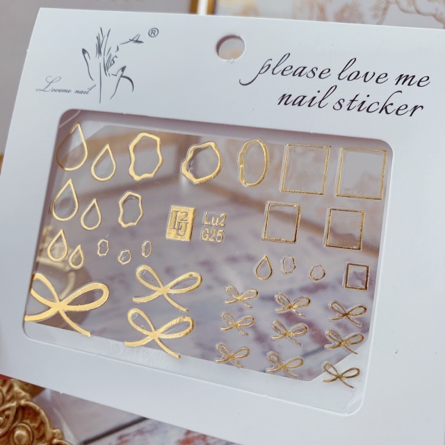 Nail Sticker Decal Patch Bronzing Letter Sticker Light Golden Alphabet Flowers Design for Nail Tattoo LU2 G001-G029