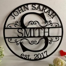 Персонализированные Семейные последние знак имени Начальная буква венок свадебный подарок на заказ первые названия самый год установленная вешалка вывеска на стену