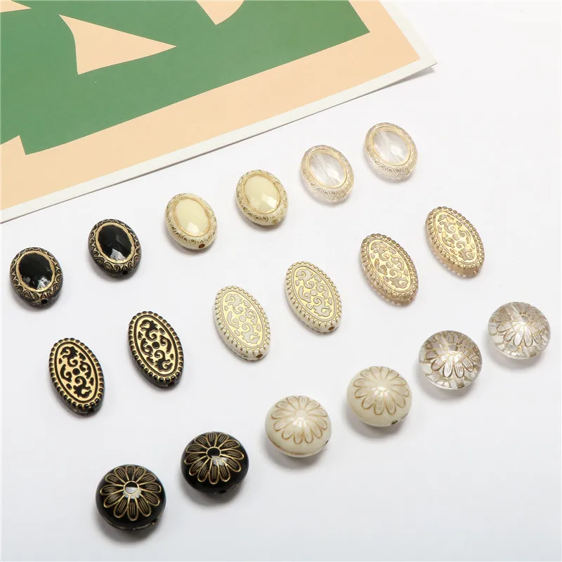 10 шт. Черный винтажный резной акриловый браслет из бусин разъем бисерные