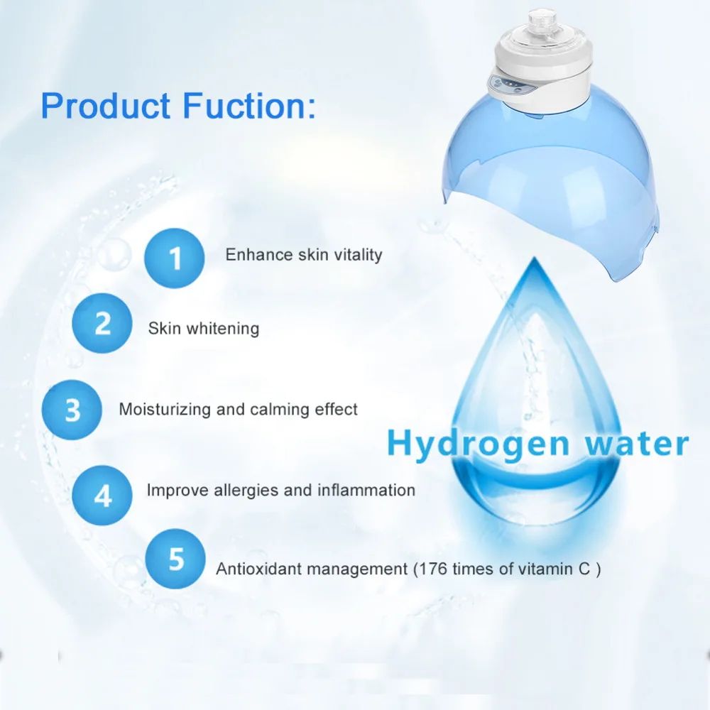  Hydrogen Oxygen LED Facoal Mask Red & Blue Light Spectrometer Mask Skin Moisturizing Rejuvenation B - 4000178116859