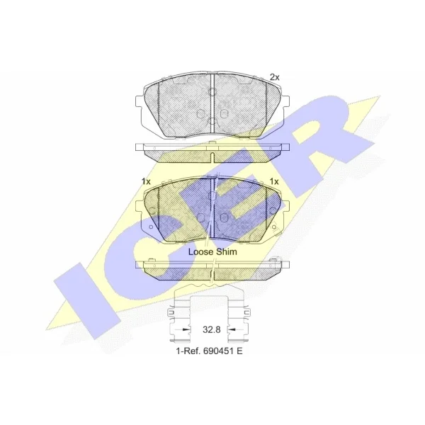 Колодки дисковые передние KIA Carens 2.0CVVTi/CRDi 06 ICER 18182