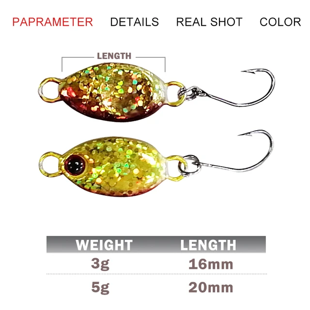 2pcs/pack Mini Metal Spinners Spoon Fishing Lure Micro Jig for