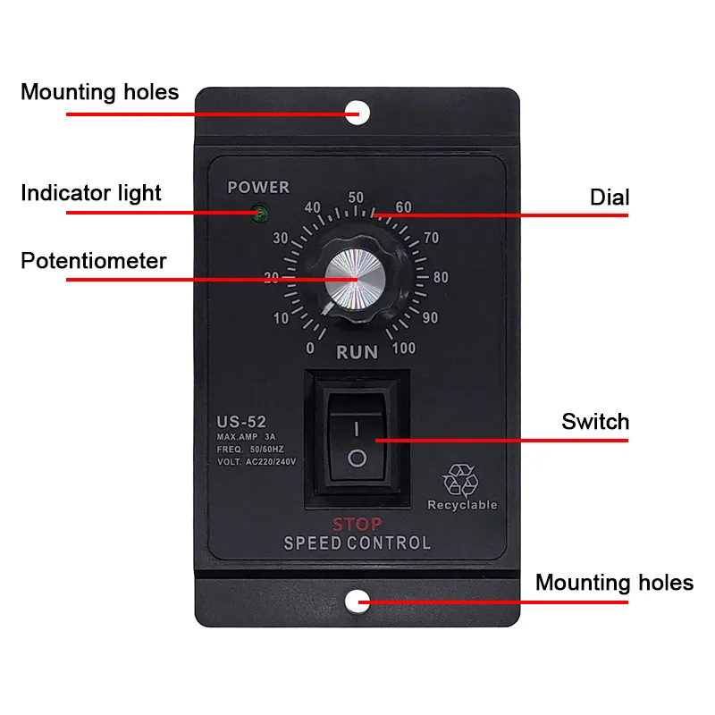 ac ac controlador de velocidade forword backword ac controle do regulador do motor