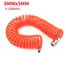 Tubo de resorte de 3M, 6M, 9M, 12M, 15M OD, 8mm x ID, 5mm, manguera de retroceso de PU Flexible para accesorios de colocación de herramientas de aire de compresor