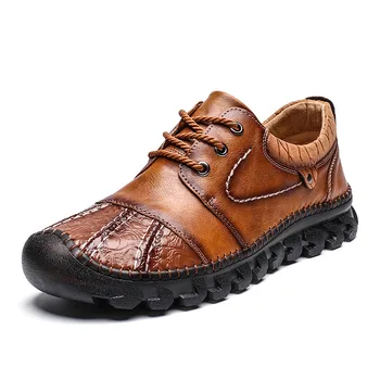 

High Quality Spring Autumn Genuine Leather Men Shoes Outdoor Comfortable Casual Shoes Fashion Flats Loafers Moccasins Size 39-48