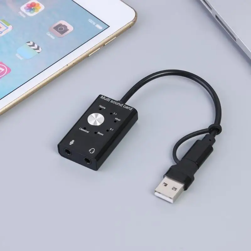 Звуковая карта из алюминиевого сплава type C USB-C USB 2,0 внешний стерео аудио адаптер обеспечивает 96 кГц режим 48 кГц или стерео выход