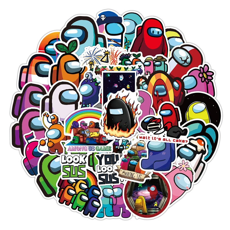 

50/100/150PCS Among Us Hot Game Graffiti Stickers For Notebook Skateboard Fridge Guitar Laptop Motorcycle Travel Luggage Phone
