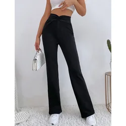 Pantalon décontracté à jambes larges pour femmes, ample, couleur unie, taille haute, droit, nouvelle collection printemps automne 2020 