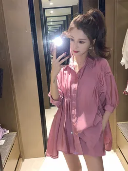 

Goddess Fan Light Mature Temperament Set Summer Long Folded Shirt Wide Leg Shorts Age-Reducing Hepburn Style Two-Piece Set