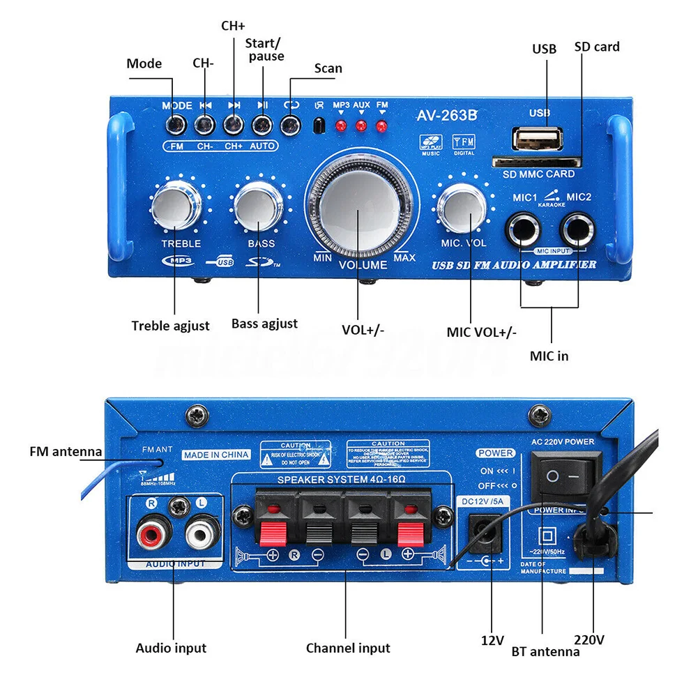 Карточная вставка автомобиля HIFI Двойные каналы FM радио Bluetooth стерео Универсальный аудио MP3 формат Звук Музыка новости усилитель