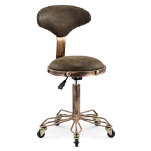 Chairs Nail with High-Elastic Sponge Retro Bronze Barber Rotate-Lift Beauty Stools Embroidery