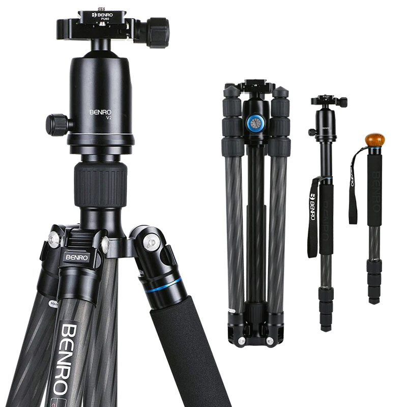 

Benro C2282TV2 Tripod Carbon Fiber Tripods Flexible Monopod For Camera With V2 Ball Head Max Loading 18kg DHL Free Shipping