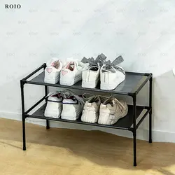 Zapatero Simple de 3 capas, armario de zapatos a prueba de polvo, montaje de tubo de acero grueso, soporte de almacenamiento de tamaño pequeño para el hogar y dormitorio