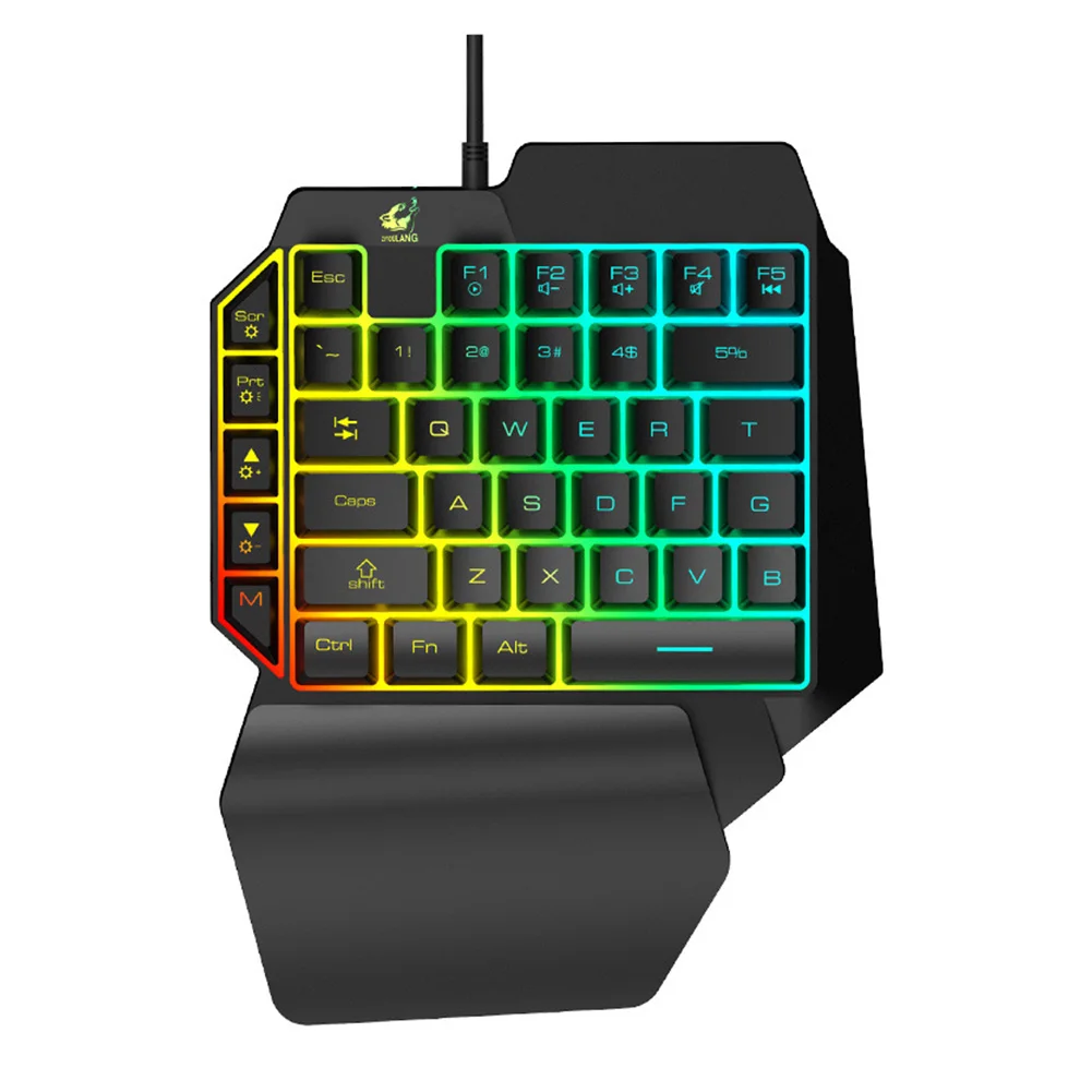 One-handed Wired LED Backlight Mobile Phone 39 Keys Ergonomic Office Keyboard USB Laptops Gaming Home Universal Keypad | Компьютеры и