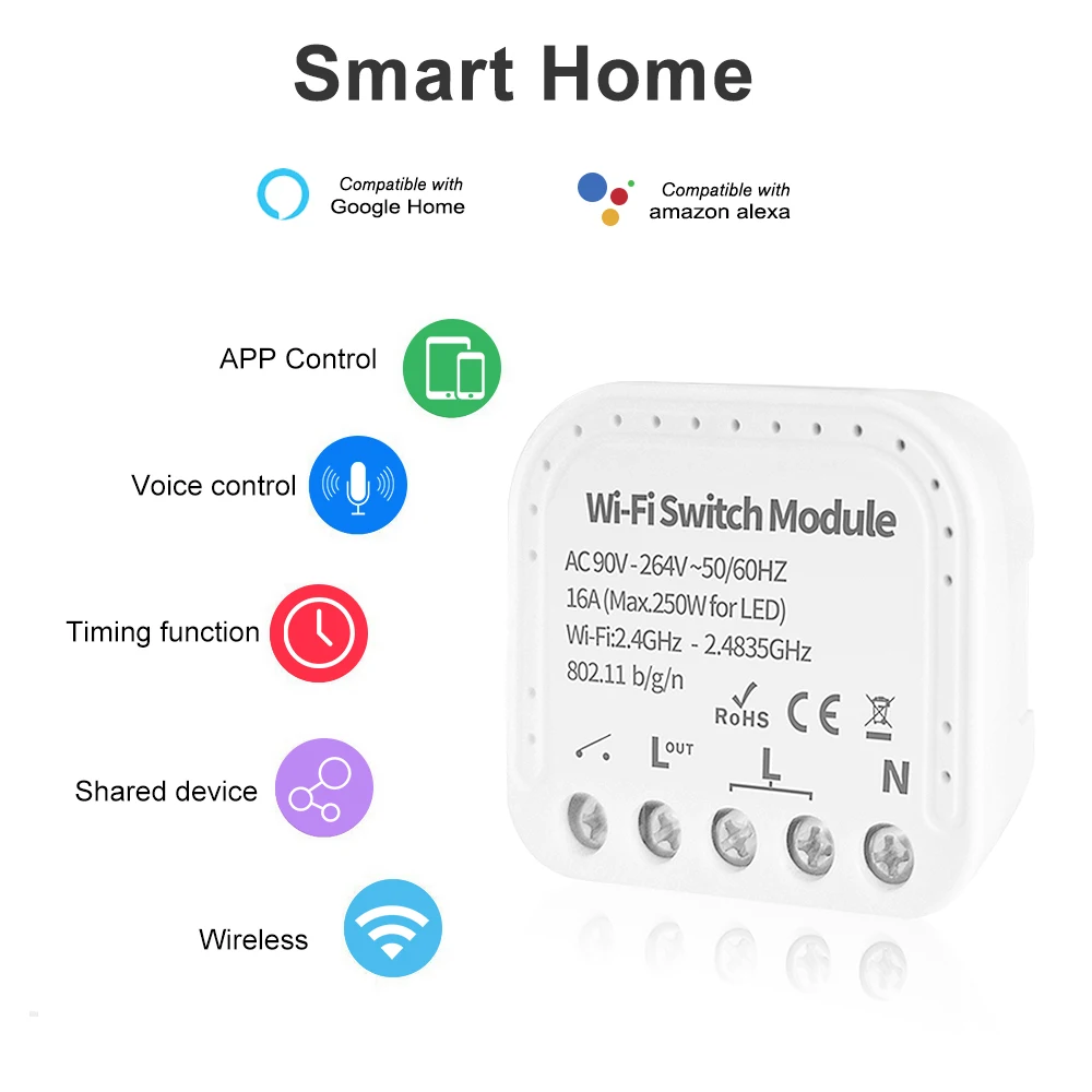 Wifi умный светильник-переключатель Smart Life/приложение Tuya дистанционное управление для Alexa Google Home/Nest IFTTT 2 Way Diy выключатель модуль