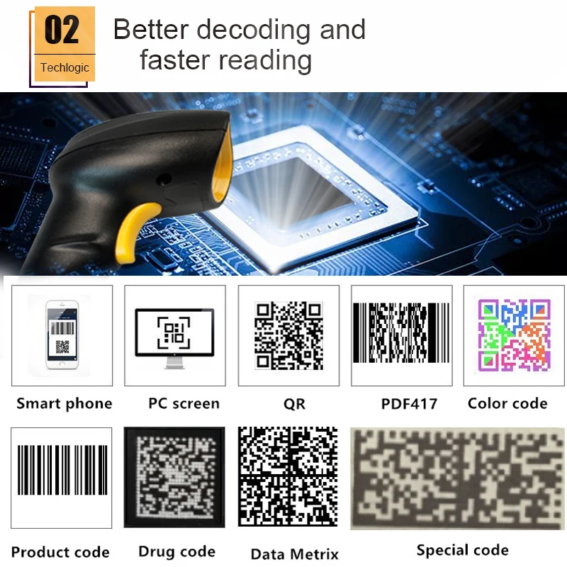 Portátil do Código de Barras do Usb com Fio qr da Imagem de Usb do Varredor do Código de Barras Varredor Usb com Fio 1d - 2d do 15 Varredor portátil do código de barras 1d2d
