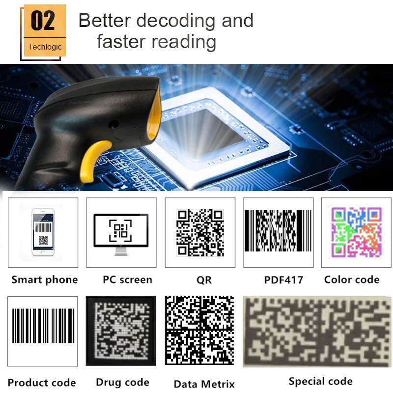 Varredor portátil do código de barras 1d2d