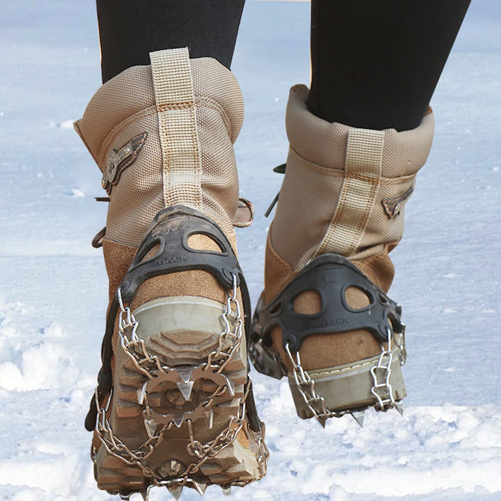 Stainless Steel 19 Teeth Universal Anti Slip Ice Snow Shoe Boot Grips Traction Cleats Crampon Spikes Crampons Ramponi Ice Crips