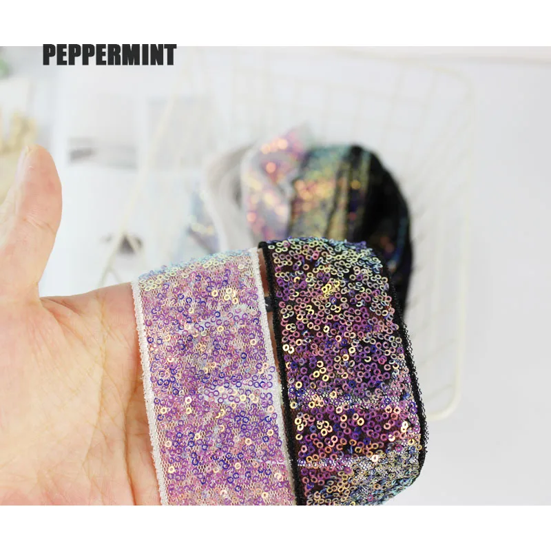 

1 yard 4 cm Neon Sequins Embroidered Webbing Shinning Trim DIY Handmade Sewing Net Yarn Ribbons Clothing Decorative Lace Trim