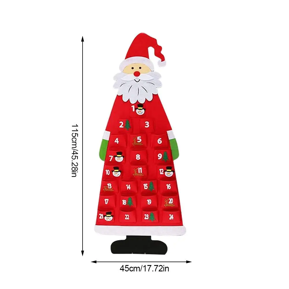 Felt Christmas Advent Calendar with Pockets Wall Hanging Santa Felt Advent Calendar 24 Days Countdown for Home Decor