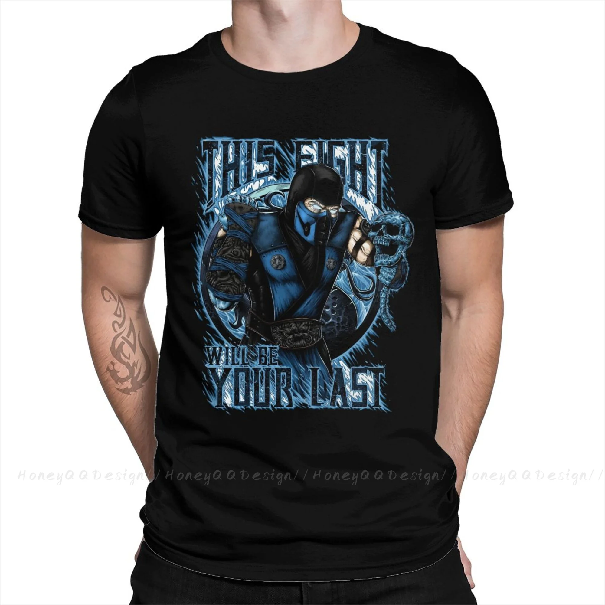 Мужская хлопковая рубашка с круглым вырезом Mortal Kombat SUB-ZERO MK | одежда