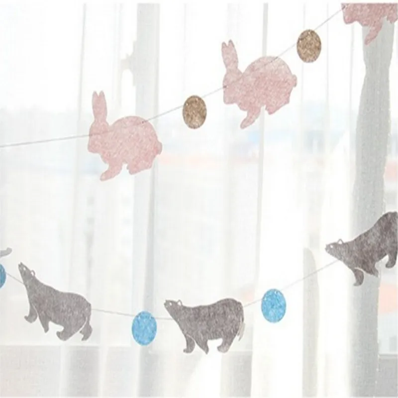 

New Bear Rabbit Garland Bunting Banner For Child Room Baby Showers Hanging Banner Bunting Children Room Kids Party Decoration