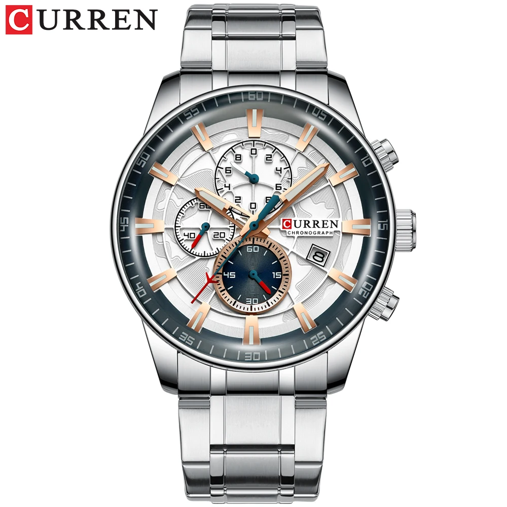 Men’ Watches Curren Top Luxury Brand Fashion Quartz Men Watch Waterproof Chronograph Business Wris-6