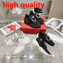 Luxury Brand 2022 New Flat Platform Shoes Women's Sneakers Crystal Buckle Air Mesh Trainers Chunky Women Vulcanized Casual Shoes