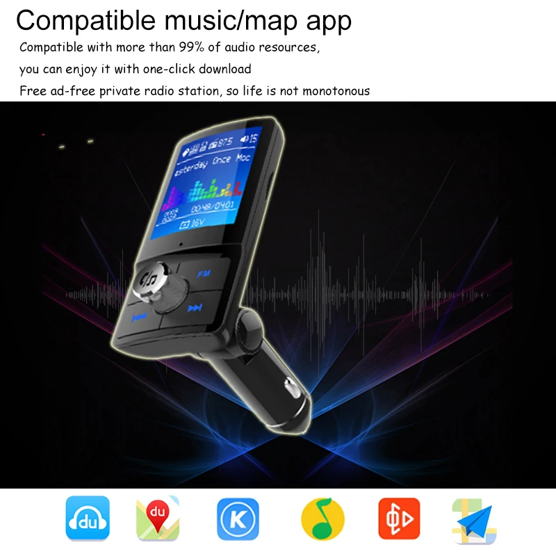 Bluetooth 4,2 автомобильный MP3 музыкальный плеер Многоязычная навигационная поддержка Siri/Google голосовой помощник QC3.0 Быстрая зарядка двойной USB