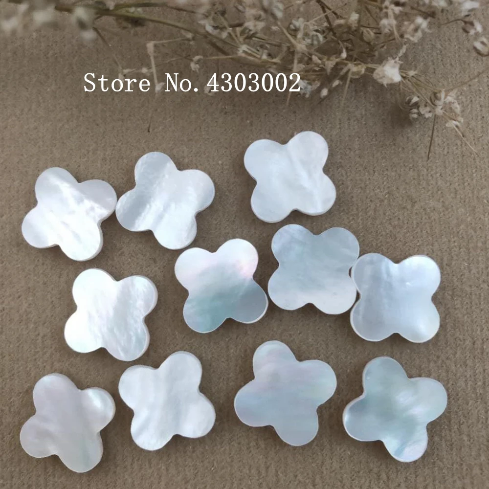 

100pcs/lot 10mm 12mm Natural Clover Mother of Pearl shell for Jewelry Settings Flower Cut MOP Pearl shell for earrings