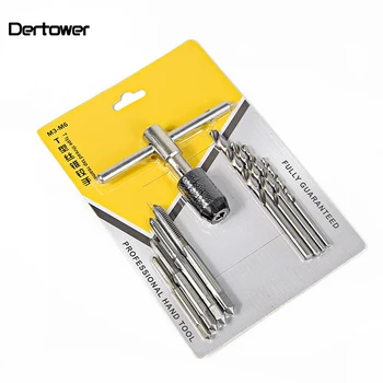 

9PCS T Type Machine Hand Tap Wrench Screw Thread Taps Reamer M3-6T Screw Tap Holder Hand Tool Tap & Die Set