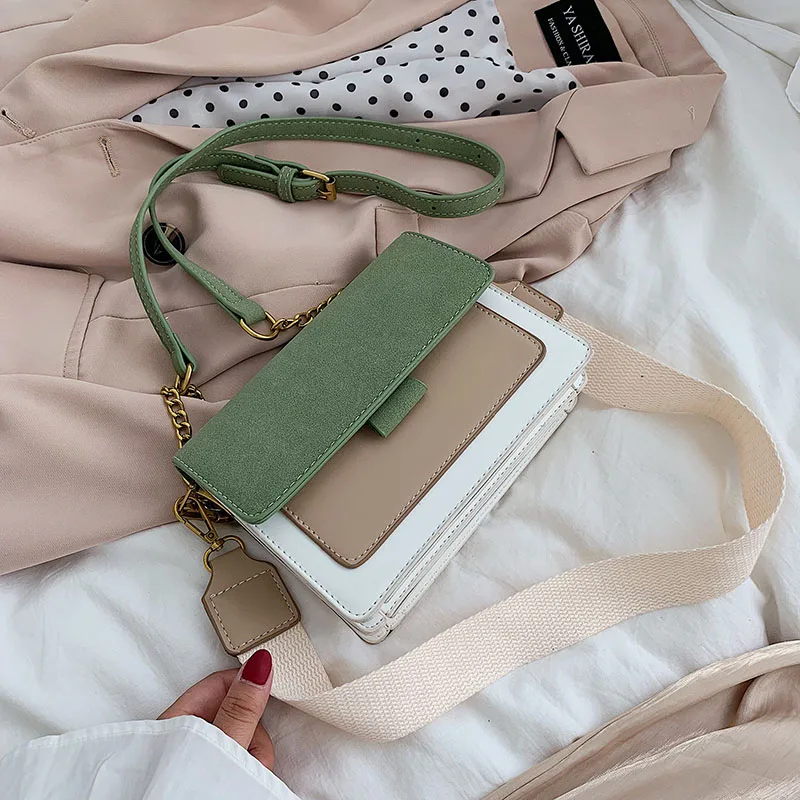 

Autumn Scrub Leather Contrast Color Crossbody Bags For Women 2019 Small Shoulder Messenger Bag Female Phone Purses and Handbags