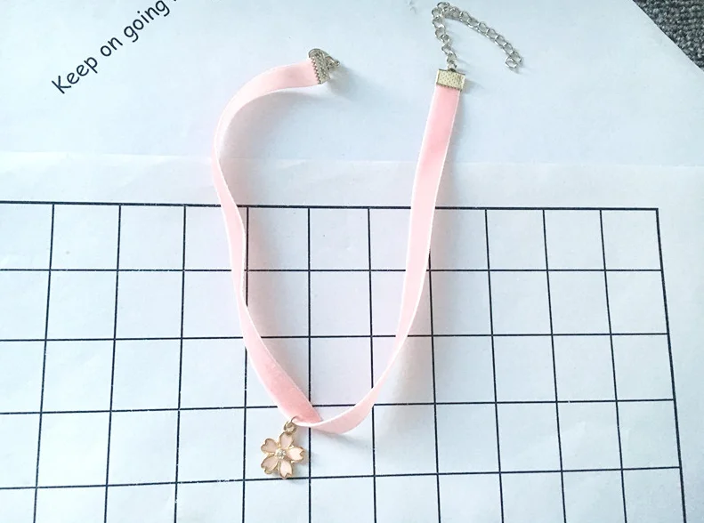 Новые горячие милые Kawaii розовый бархат веревка ожерелье Сакура кошка лапа крыло со Звездой Кулон Чокеры ожерелье s для девочек