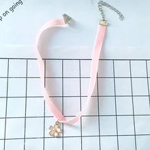 Новые горячие милые Kawaii розовый бархат веревка ожерелье Сакура кошка лапа крыло со Звездой Кулон Чокеры ожерелье s для девочек