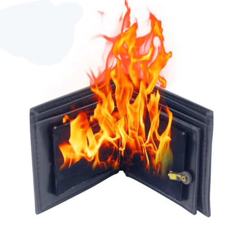 

1 PC Fashion Multifunctional Magic Wallet Big Flame Fire Magician Funny Show Tools Rubber Bifold Wallet