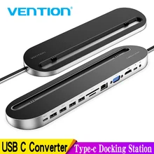 Vention USB C HUB Multi All-in-1 Type-c to USB 3.0 HDMI VGA SD/TF Card PD RJ45 Adapter for MacBook Pro Multi 12 Ports Type C HUB