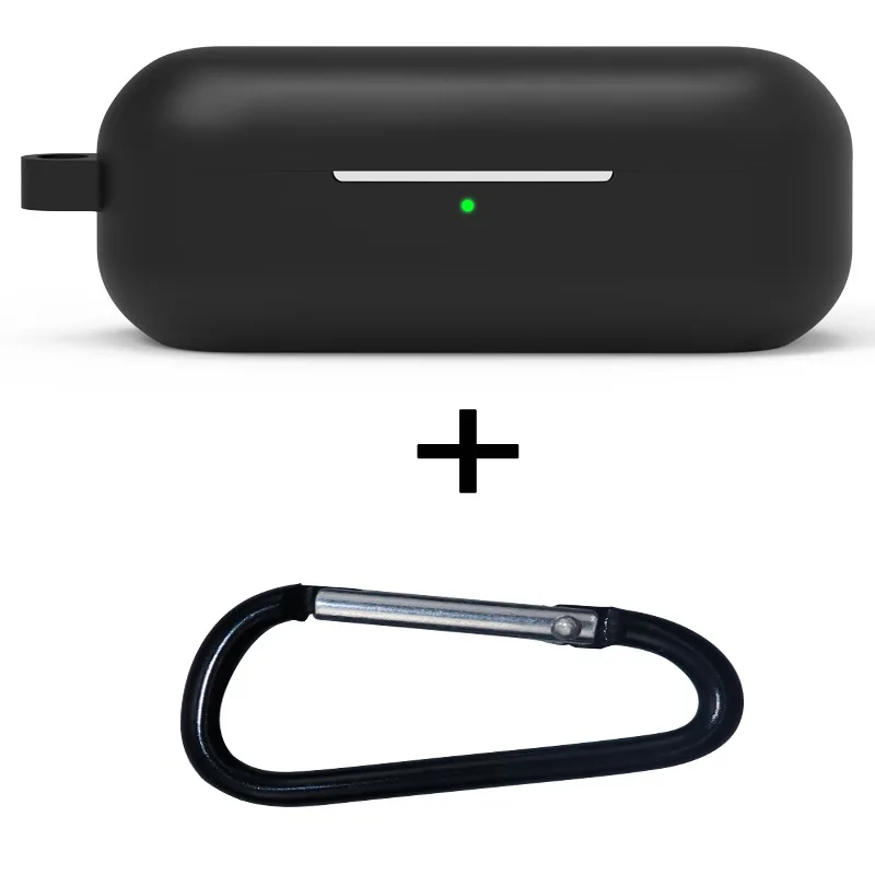 Black JINSERTA силиконовый беспроводной Bluetooth чехол для наушников для FreeBuds Наслаждайтесь защитной крышкой с карабином для Freebuds наслаждайтесь - Цвет: Black