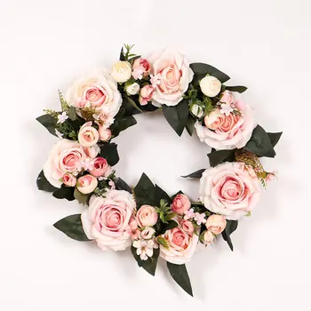 

Artificial Fake Flower Wreath Rose Wreath Doors And Windows Hanging Wall Hanging Camellia Wedding Christmas Home Decor 5
