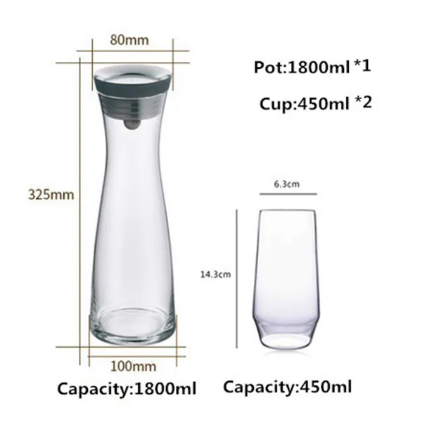 1800ml Suit Профессиональный 304 фильтр из нержавеющей стали, немецкий дизайн, крутой чайник, стеклянный графин, Диспенсер, кувшин, термостойкий, газированная вода, горшок - Цвет: 1800ml Suit
