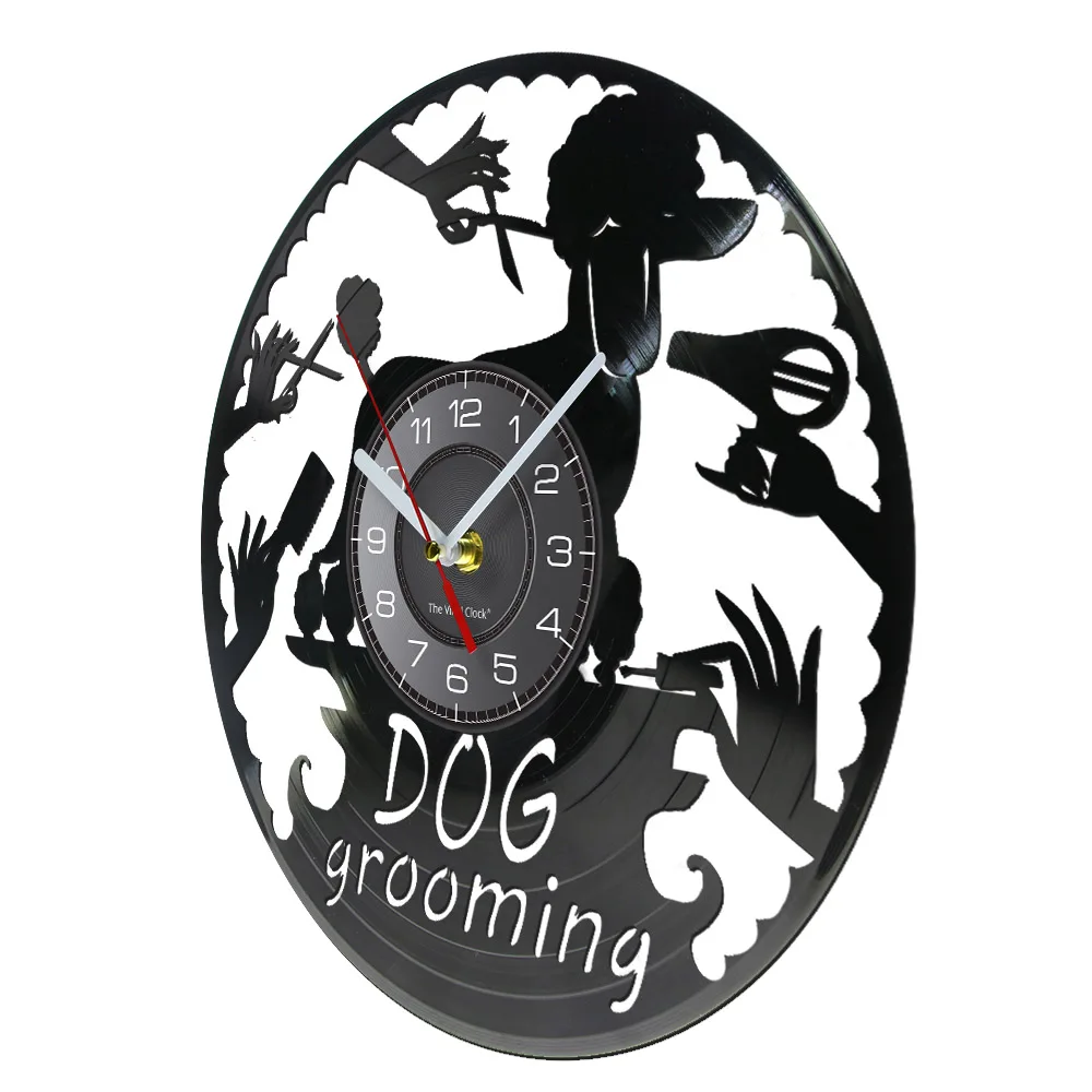 Dog Grooming Vinyl Record Wall Clock Decor Handmade 5299 