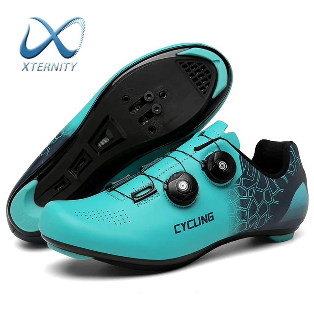 Road Cycling Shoes Men Outdoor Sport Bicycle Shoes Breathable Mtb Bike Flat Sneakers Mnountain Racing Cycling Sneakers Plus Size Blue-Road