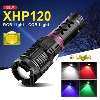 High-End Zaklamp Xhp120 Led Tactische Zaklamp Krachtige Flash Licht 18650 Oplaadbare Politie Zaklamp Militaire Zaklamp