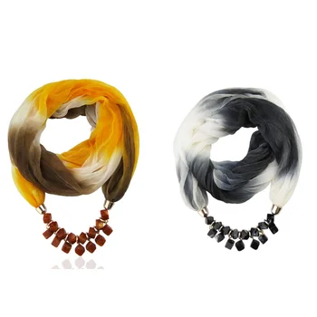 

Scarf Spring Summer Vintage Chiffon Scarf Women's Water Drop Pendant Necklace Scarf Gradient Scarf 175X45CM