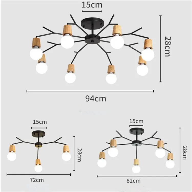 Скандинавский винтажный Лофт деревянный потолочный светильник s для гостиной Ретро E27 лампа светильник Современный домашний светильник