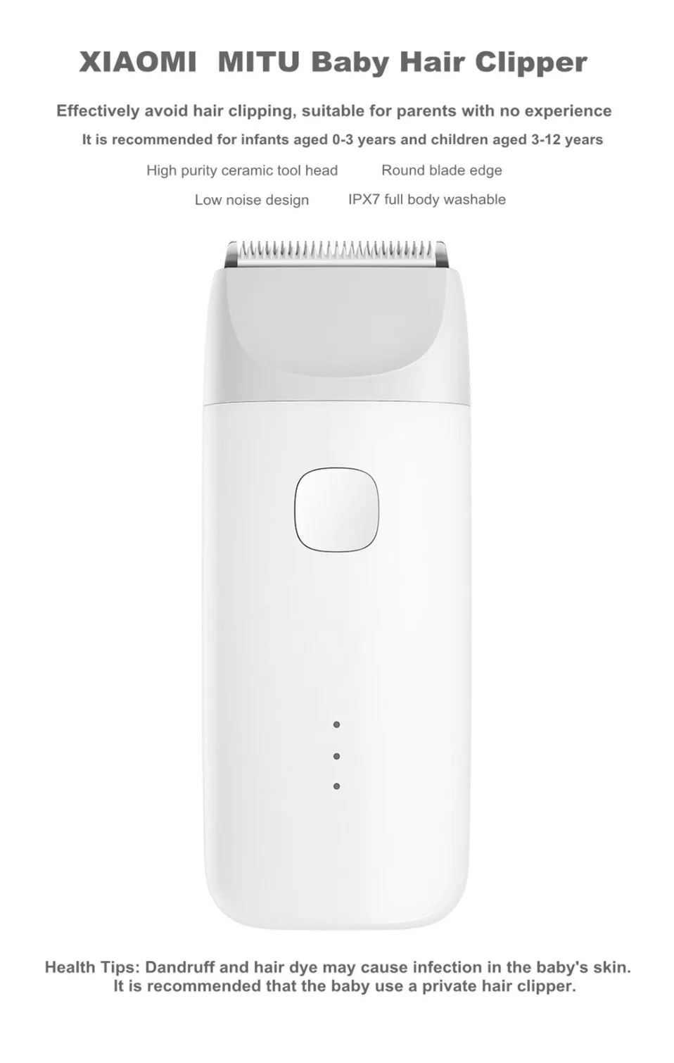 Xiaomi MiTu электрическая машинка для стрижки волос USB перезаряжаемая безопасная IPX7 бритва водостойкая тихий двигатель для детей маленьких мужчин Mijia триммер