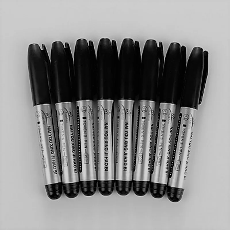 3 pcs/lot Black Permanent Oil Marker Pen Token Pens for Paper Metal Glass Marking Pen Office School Supplies Large Capacity Pen 6