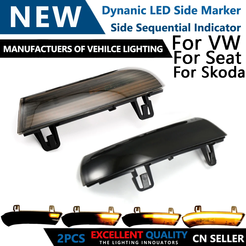 

2 pcs Dynamic LED Turn Signal Light Side Wing Mirror Indicator For VW GOLF 5 GTI V MK5 Jetta Passat Sharan EOS Skoda Superb Seat